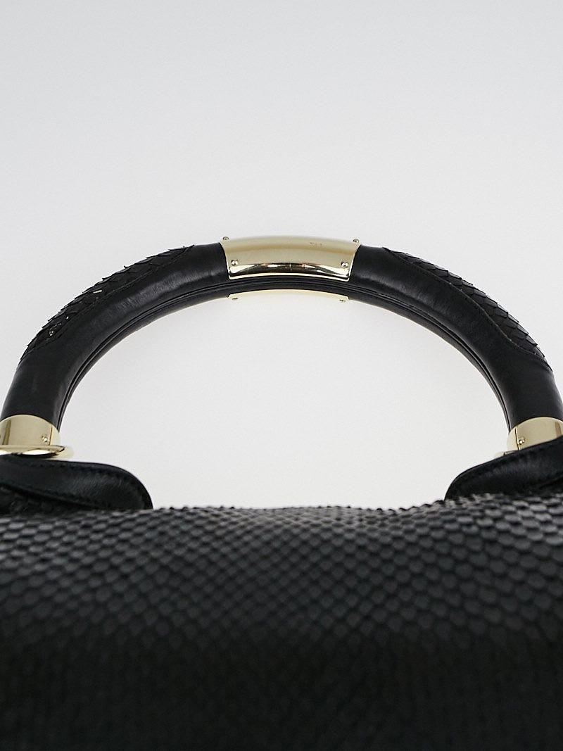 Gucci Black Python Medium Babouska Indy Top Handle Bag