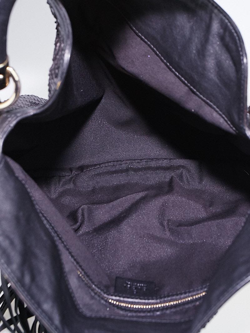 Gucci Black Python Medium Babouska Indy Top Handle Bag