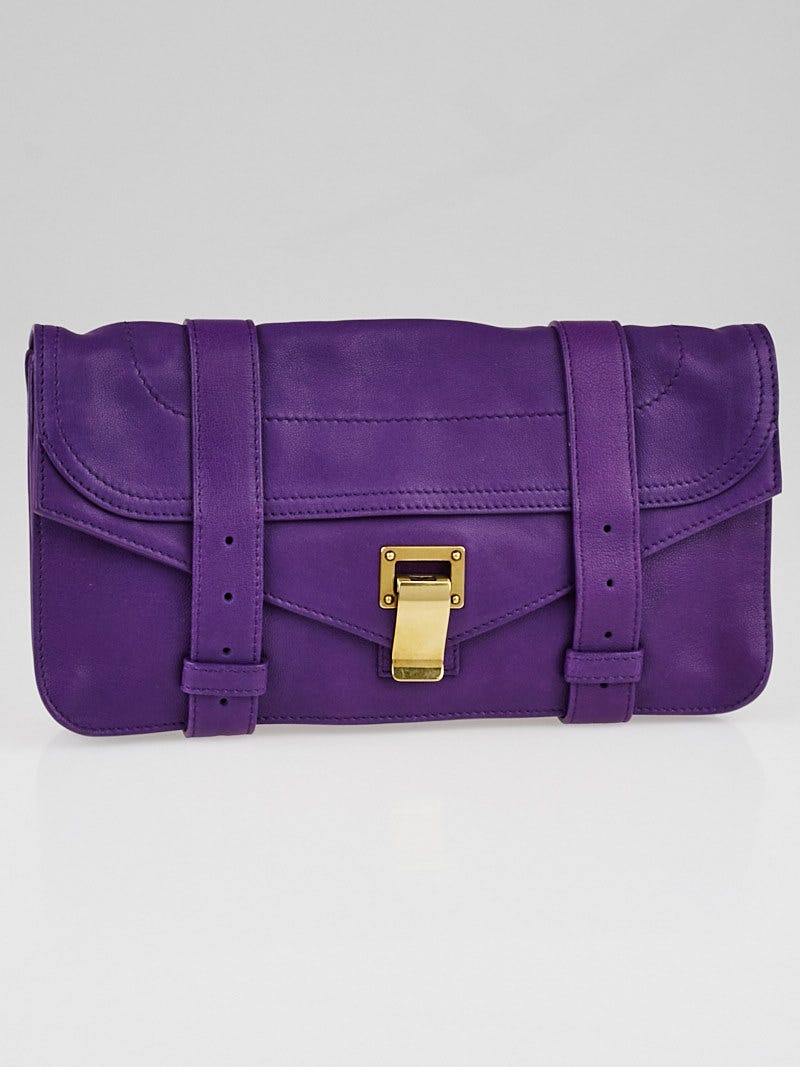 Proenza Schouler Purple Leather PS1 Pochette Clutch Bag Yoogi s Closet