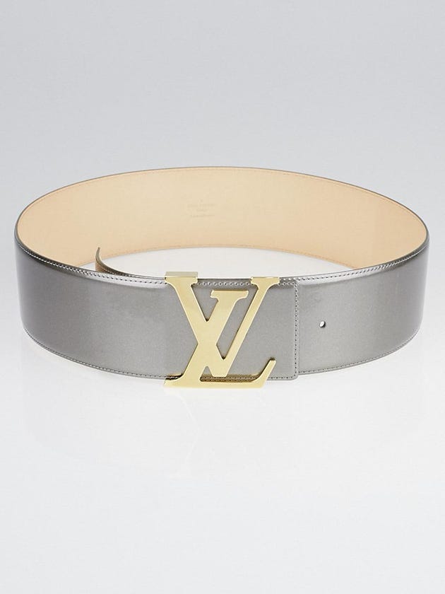 Louis Vuitton 65mm Gris Art Deco Patent Leather LV Initiales Belt Size 85/34