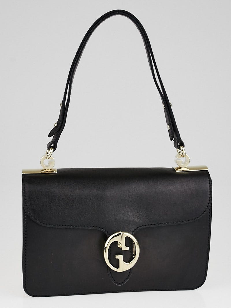 Gucci Black Leather 1973 Medium Top Handle Bag | Yoogi's Closet