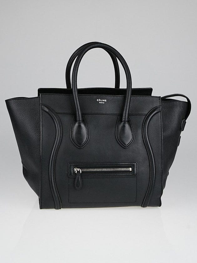 Celine Black Textured Calfskin Leather Mini Luggage Tote Bag