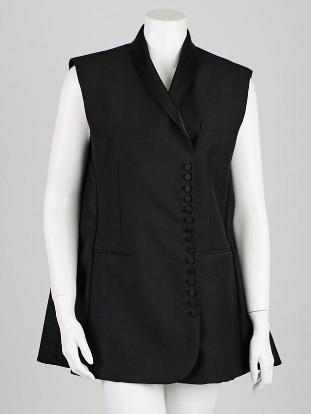 Balenciaga Black Silk Blend Vest Shift Dress Size 10/42 