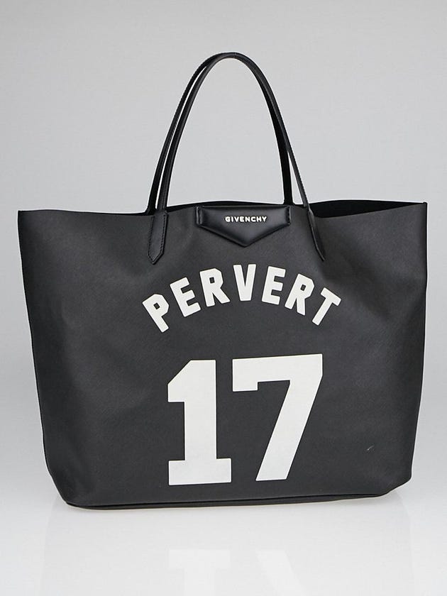 Givenchy Black Coated Canvas Pervert Antigona Large Tote Bag