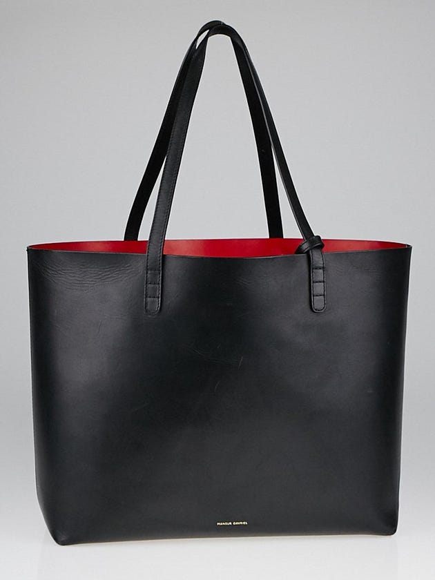 Mansur Gavriel Black/Flamma Leather Large Tote Bag