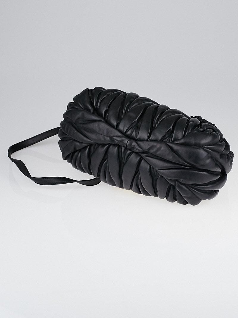 Miu Miu Black Matelasse Lambskin Leather Bauletto Aperto Bag