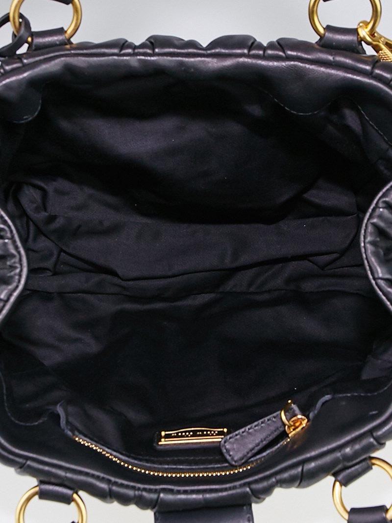 Miu Miu Black Matelasse Lambskin Leather Bauletto Aperto Bag