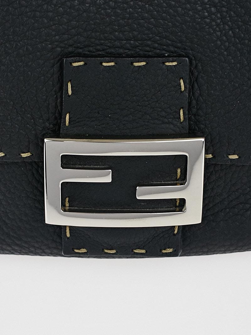 Fendi Black Selleria Leather Mini Mama Baguette Bag 8BR185
