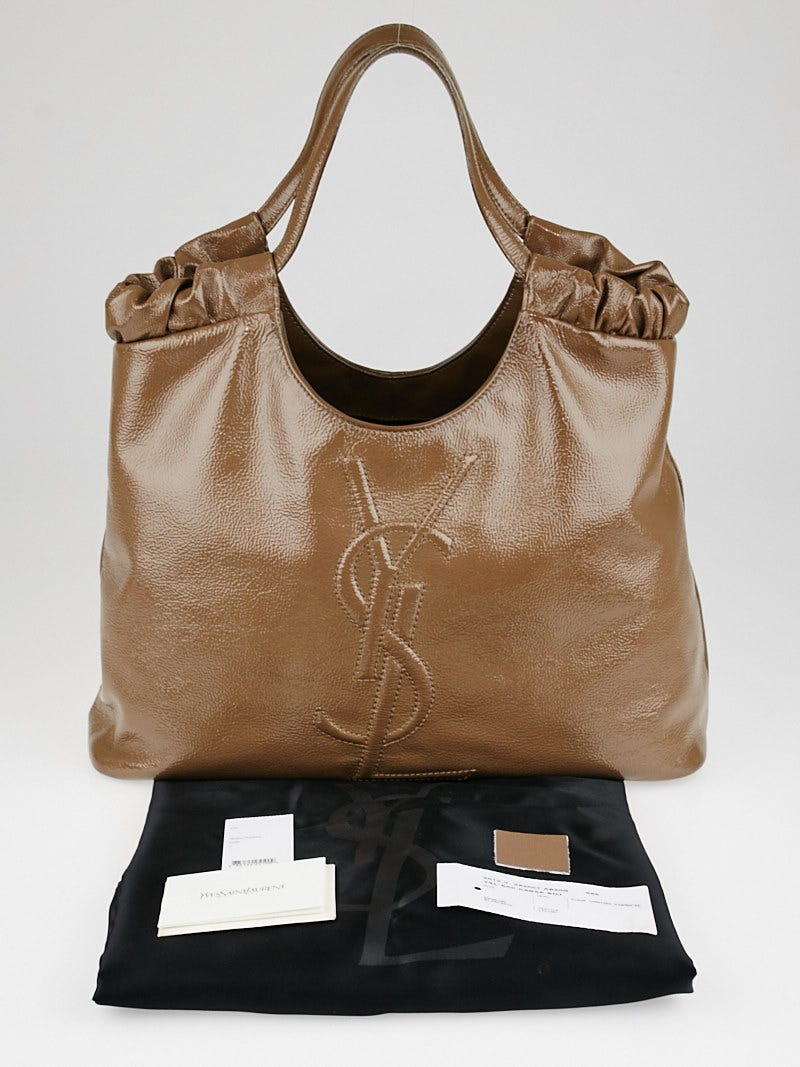 $900 Yves Saint Laurent YSL Beige Patent Leather Belle Du Jour Bag