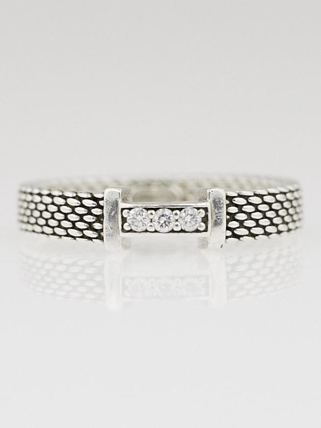 Tiffany & Co. Sterling Silver with Diamonds Somerset Narrow Ring Size 7
