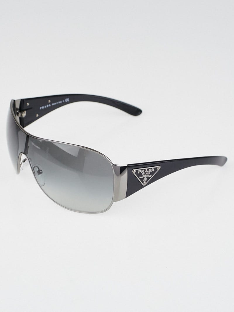 Prada Silver Frame Gradient Tint Shield Aviator Sunglasses