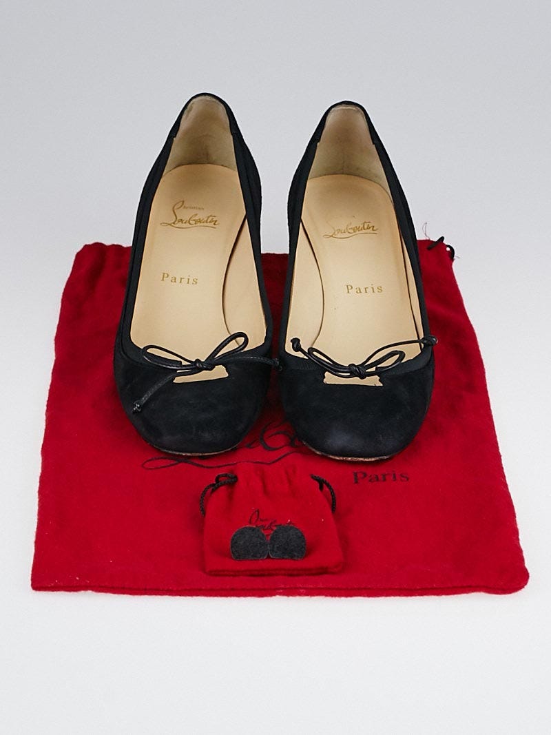 Christian Louboutin Black Suede Marcia Balla 45 Pumps Size 7.5/38