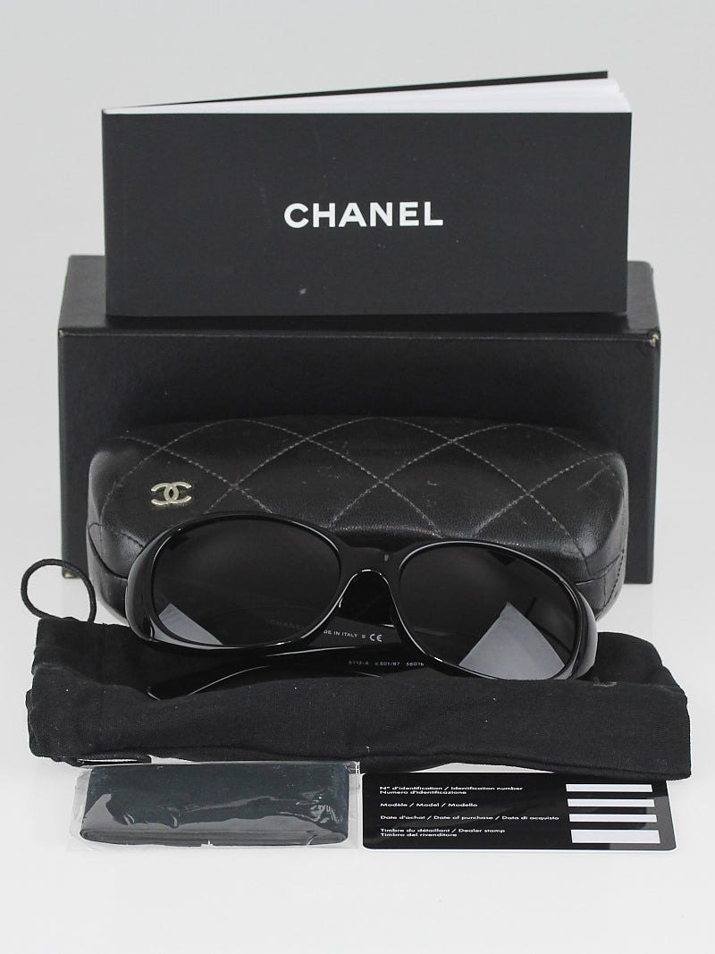Chanel Black Frame Camellia Flower Sunglasses-5113 - Yoogi's Closet