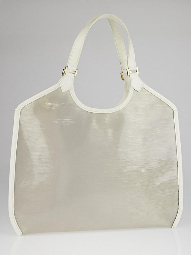 Louis Vuitton White Vinyl Epi Leather Plage Lagoon GM Tote Bag