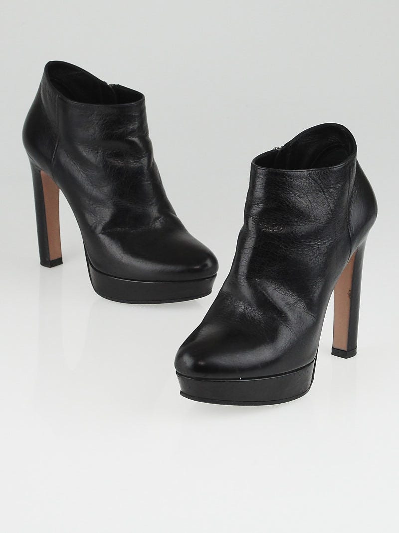 Prada Black Leather Platform Ankle Boots Size 5.5 36 Yoogi s Closet