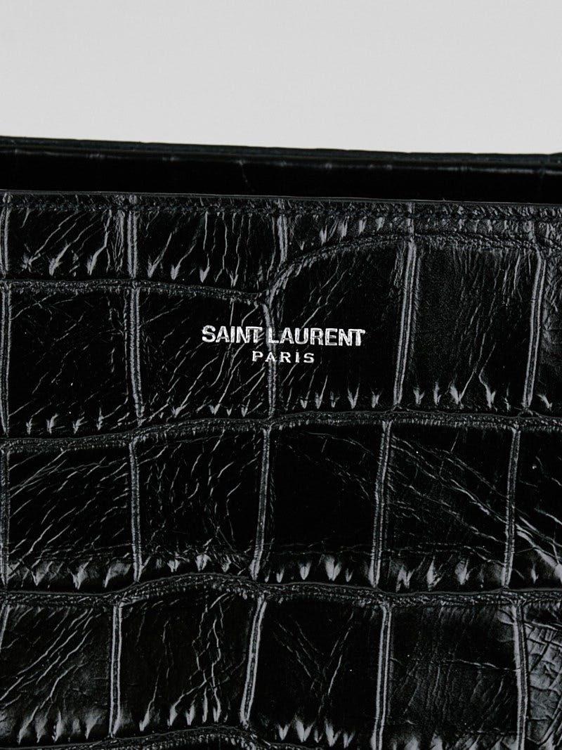 Yves Saint Laurent Black Crocodile Embossed Leather Cabas Yves Saint Laurent Black Crocodile Embossed Leather Cabas