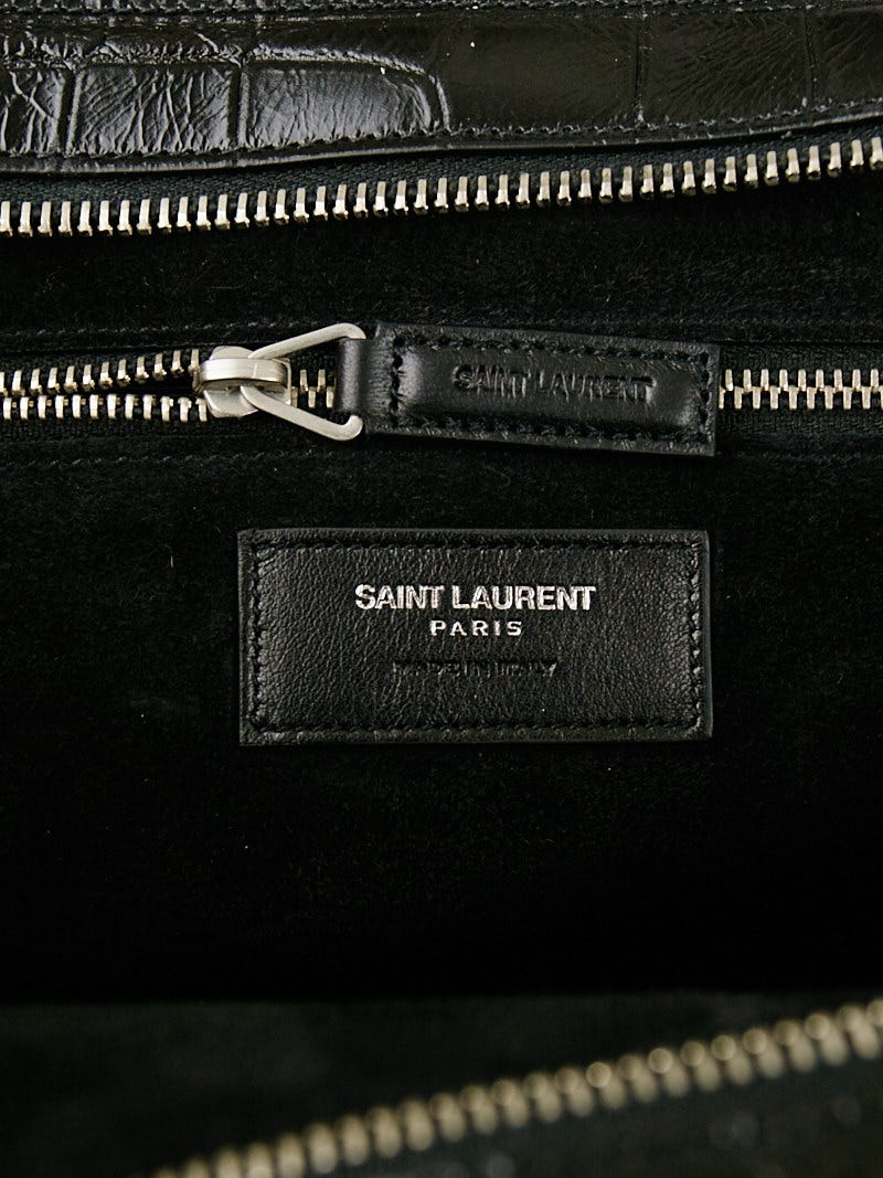 Yves Saint Laurent So Black Small Monogram Cabas Bag In Crocodile