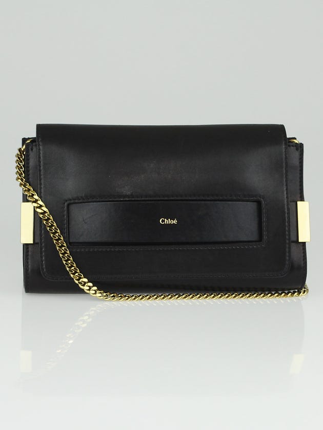 Chloe Black Lambskin Leather Medium Elle Chain Clutch Evening Bag