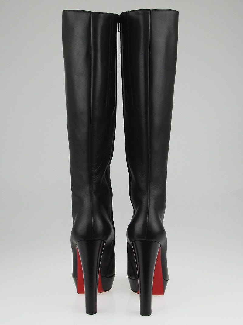 Christian Louboutin Black Leather Bibi Botta 140 Platform Knee High Boots Size 9 39.5 Yoogi s Closet