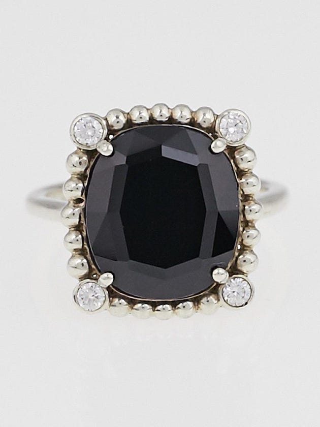 Tiffany & Co. Black Spinel and Sterling Silver Ziegfeld Ring Size 7
