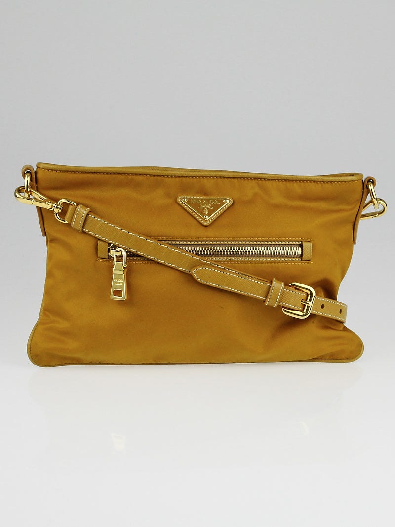 Prada Yellow Tessuto Nylon and Saffiano Leather Messenger