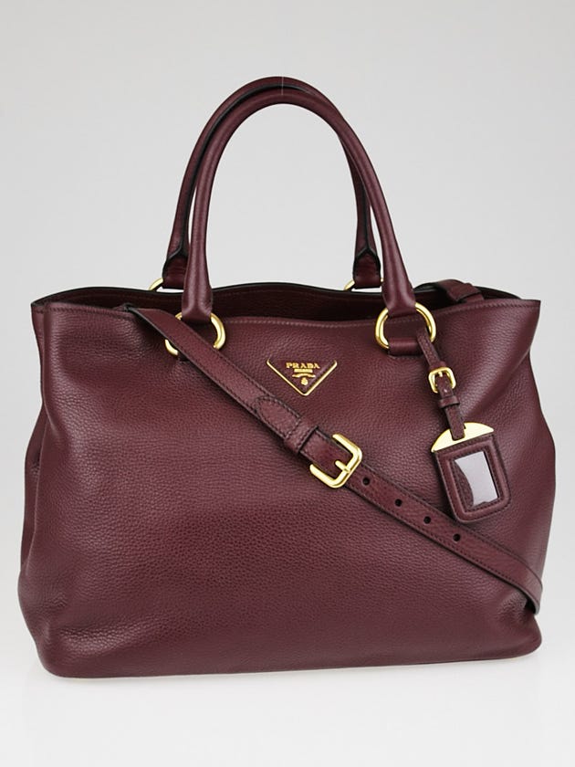 Prada Granato Vitello Daino Leather Shopping Tote Bag BN2780