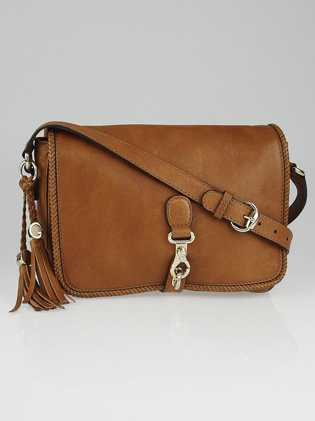 Gucci Light Brown Leather Marrakech Medium Flap Messenger Bag