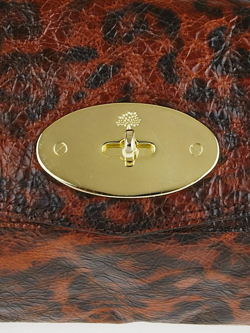 Mulberry Alexa Leopard Clutch Turnlock Leather Second Bag