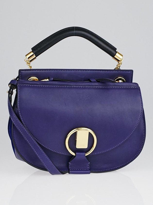 Chloe Storm Blue Leather and Suede Small Goldie Bag