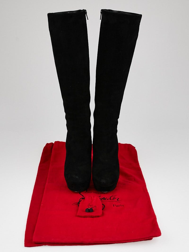 Christian Louboutin Black Suede Bianca Botta 140 Knee High