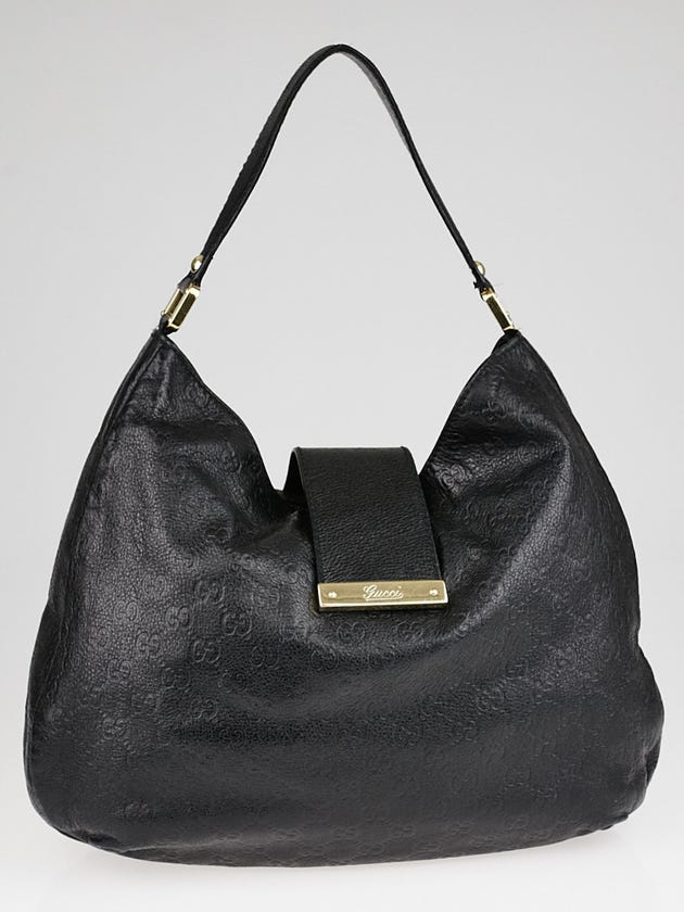 Gucci Black Guccissima Leather New Web Hobo Bag