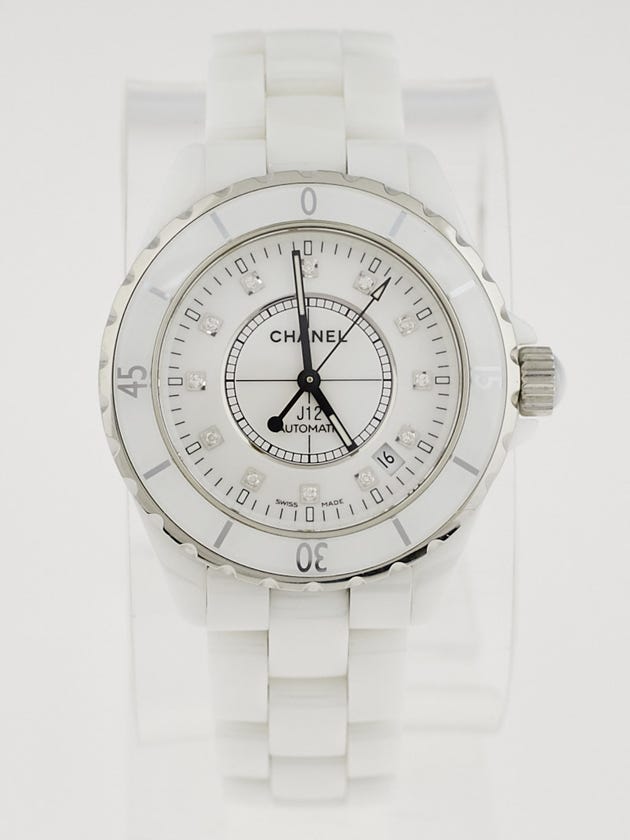 Chanel White J12 Ceramic and Diamonds 38mm Automatic Watch
