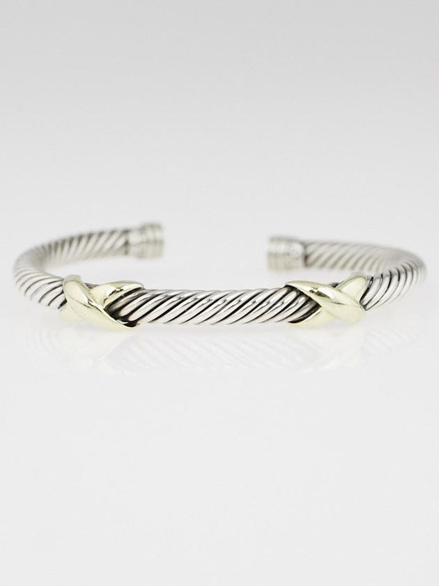 David Yurman 5mm Sterling Silver and 14k Gold Cable Crossover X Bracelet