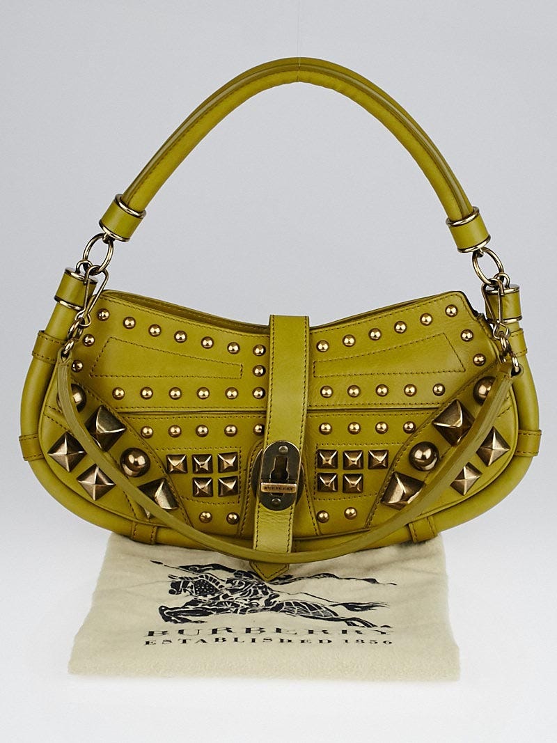 Burberry Prorsum Green Studded Leather Cadet Sling Bag