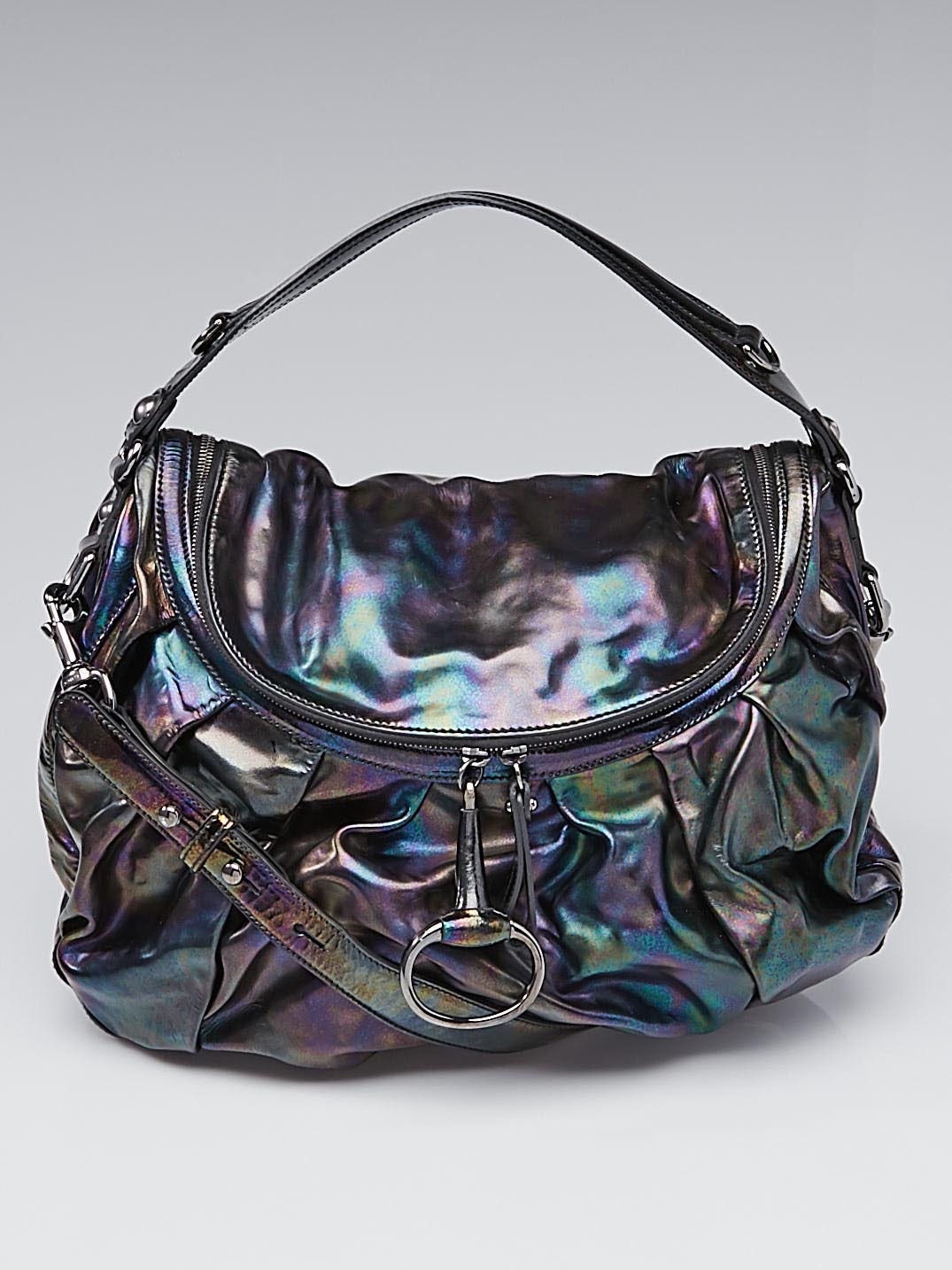 Gucci Iridescent Patent Leather Icon Bit Medium Shoulder Bag Gucci Iridescent Patent Leather Icon Bit Medium Shoulder Bag