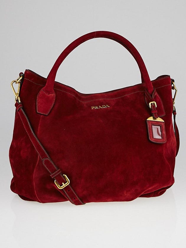 Prada Porpora Suede Double Handle Shopping Tote Bag BR4342
