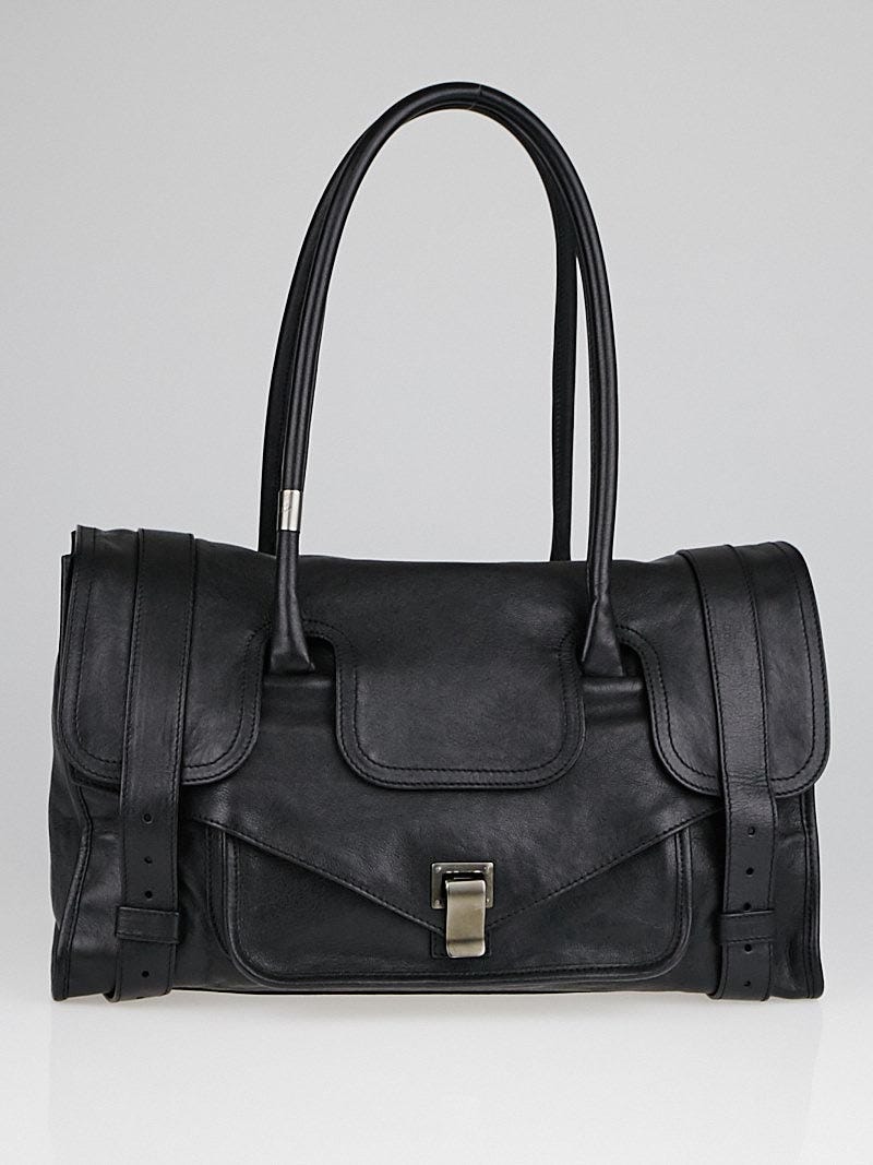 Proenza Schouler Black Lux Leather Small PS1 Keep All Bag