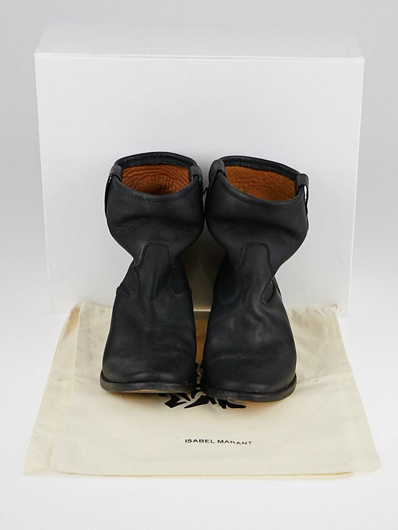 Isabel Marant Black Washed Leather Jenny Ankle Boots Size 6.5 37 Yoogi s Closet