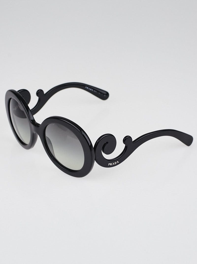 Prada Black Oversized Round Frame Baroque Sunglasses 