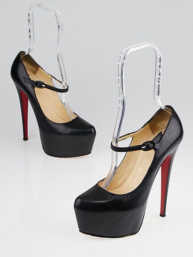Christian Louboutin Black Leather Lady Daf 160 Mary Jane Pumps Size 7.5/38