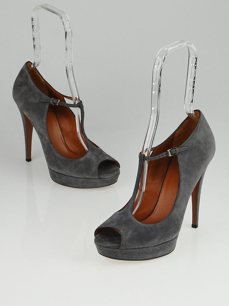 Grey platform cheap pumps