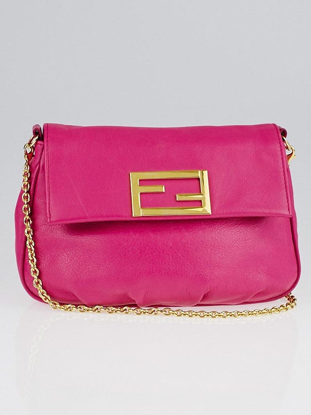 Fendi Pink Leather Fendista Pochette Crossbody Bag - 8M0276