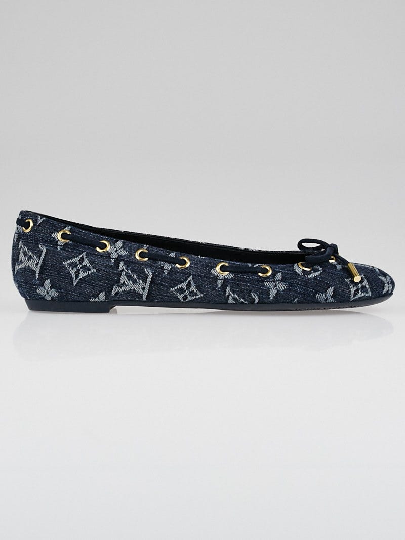 Louis Vuitton Women Size US 8.5 IT 38.5 Blue Denim Ballet
