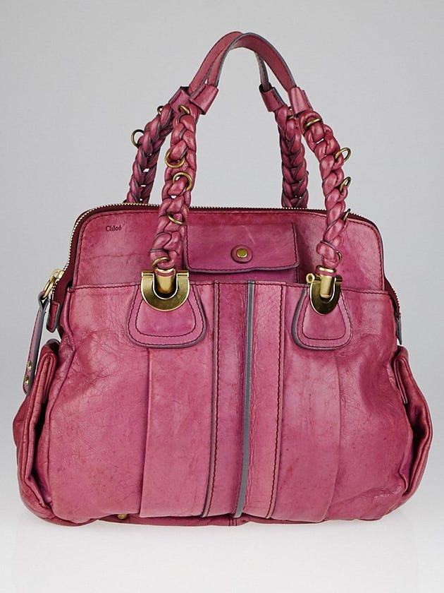 Chloe Pink Calfskin Leather Heloise Large Satchel Bag