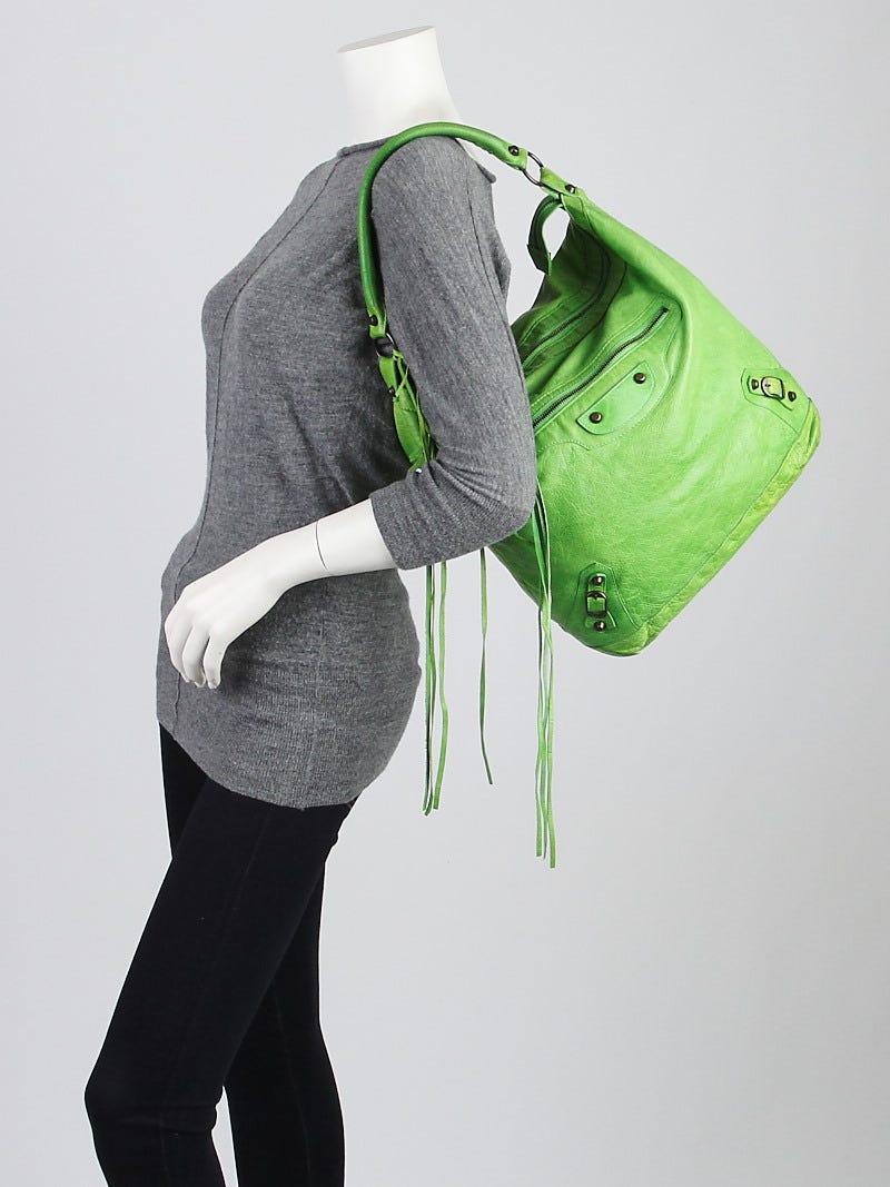 Balenciaga Apple Green Lambskin Leather Day - Yoogi's Closet