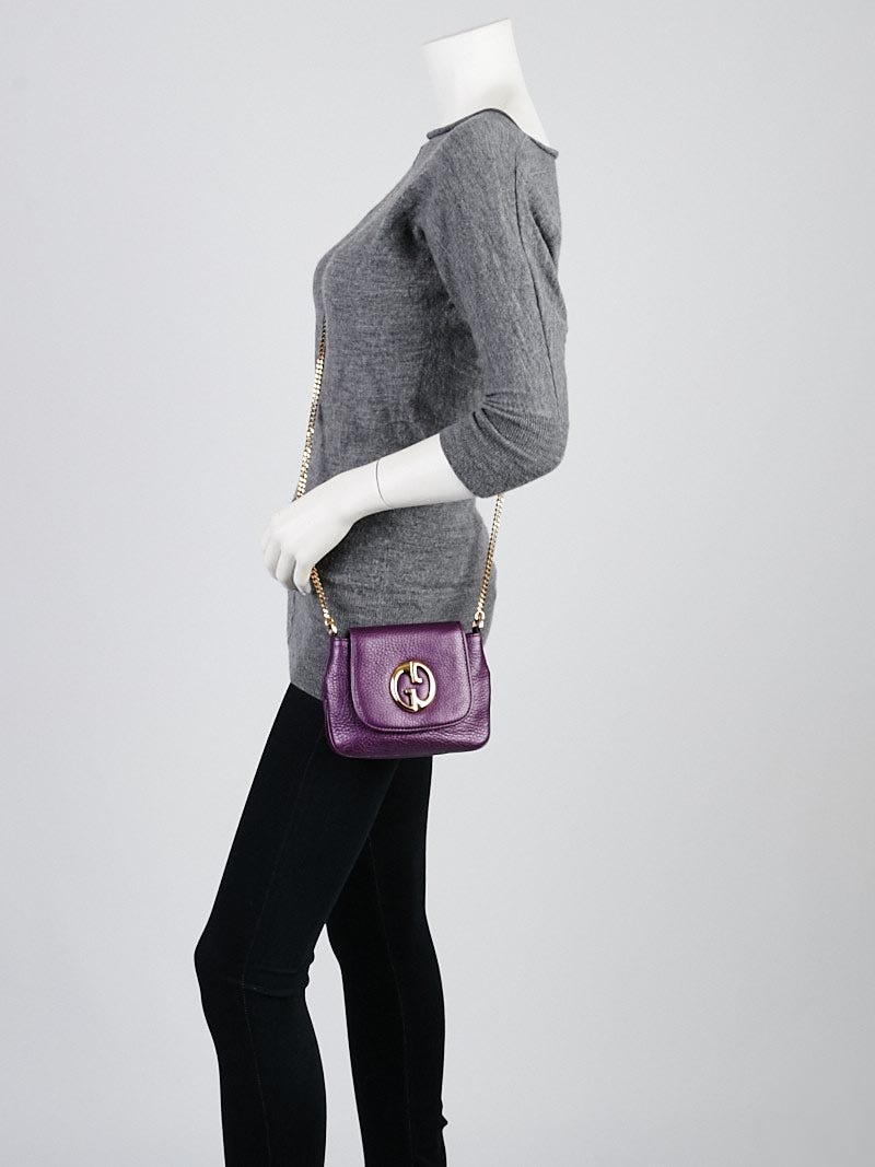 1973 leather crossbody bag Gucci Purple in Leather - 28068704