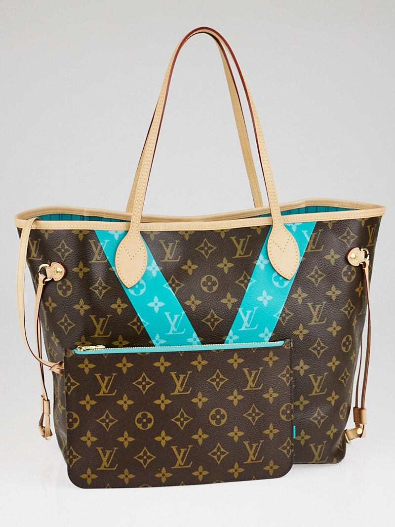 【★大感謝セール】 Limited Vuitton Louis Edition Neverfull V Monogram Turquoise バッグ