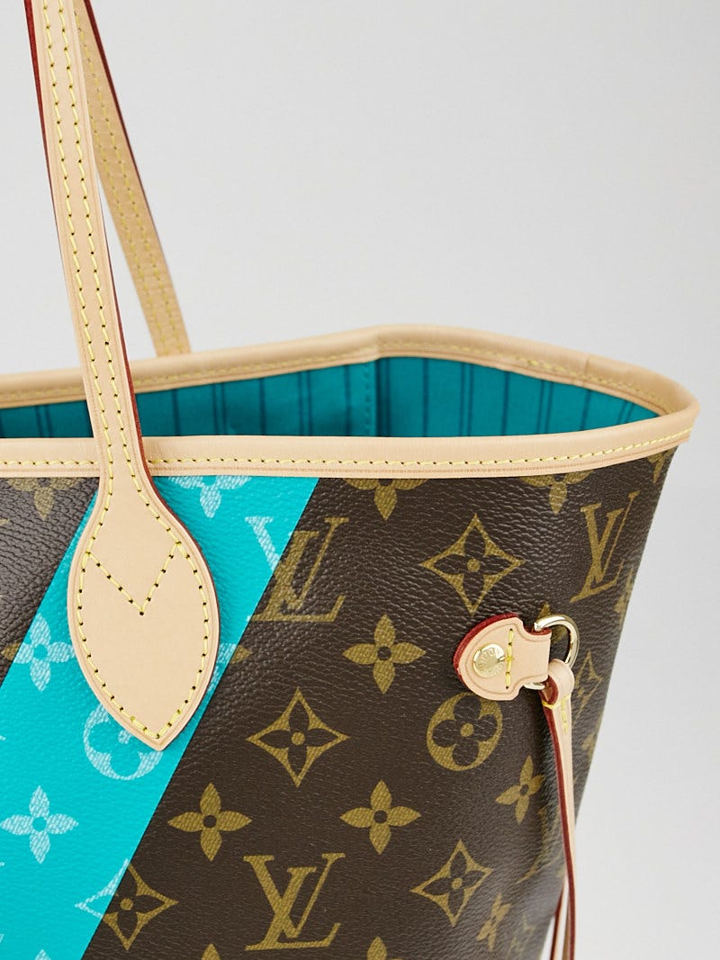 Louis Vuitton Limited Edition Turquoise Monogram V Neverfull MM Bag w/o  Pochette - Yoogi's Closet