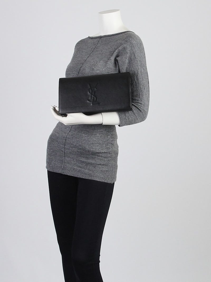 Yves Saint Laurent Black Textured Leather Belle de Jour Clutch Bag