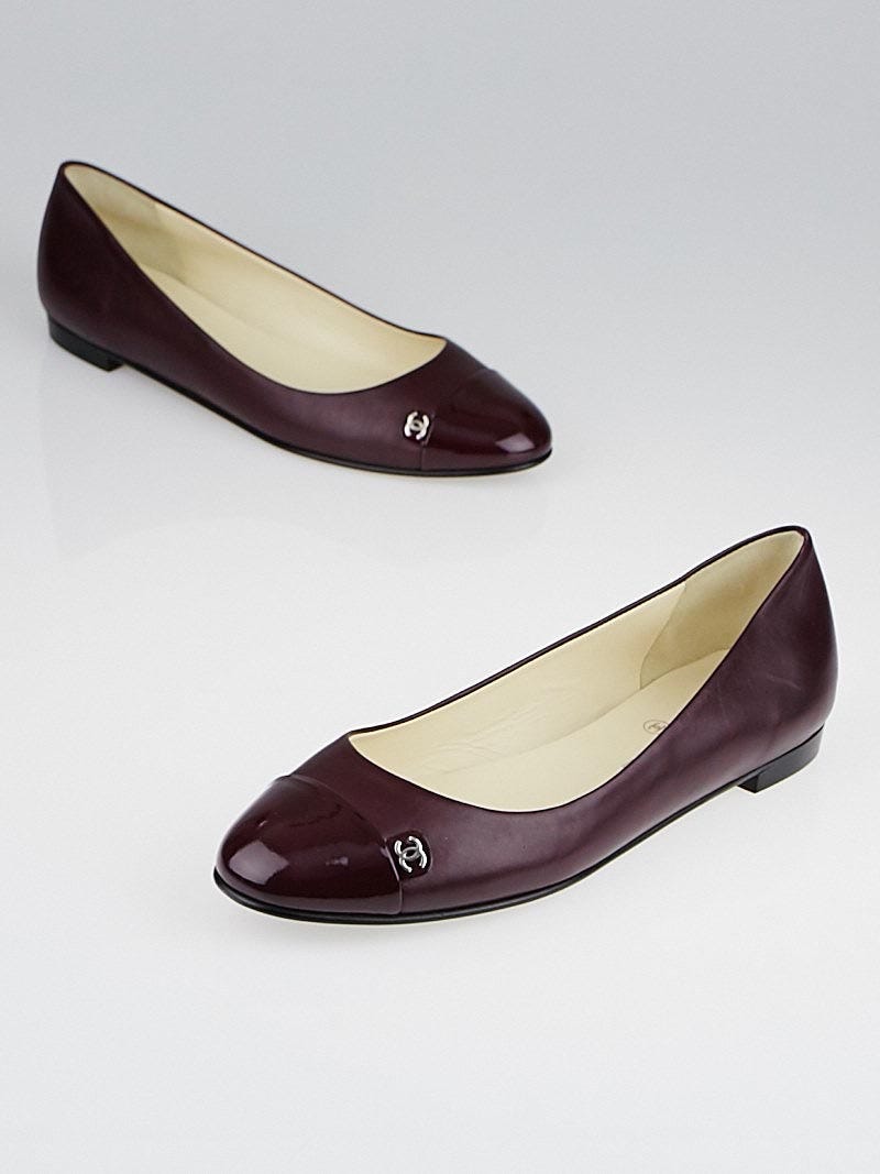 Chanel Purple Leather Cap Toe Ballet Flats Size 8.5/39 - Yoogi's